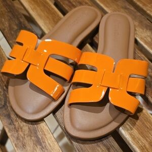 The Drop Orange Slide Sandals